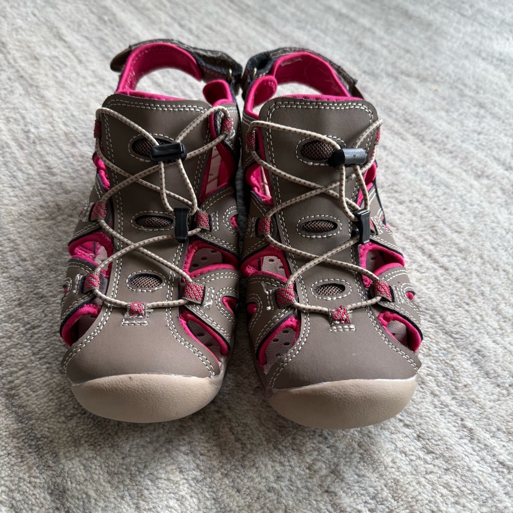 Eddie Bauer Women's Mary Brown Pink Bump Toe Hiking Trail Sandals US Size 8M
